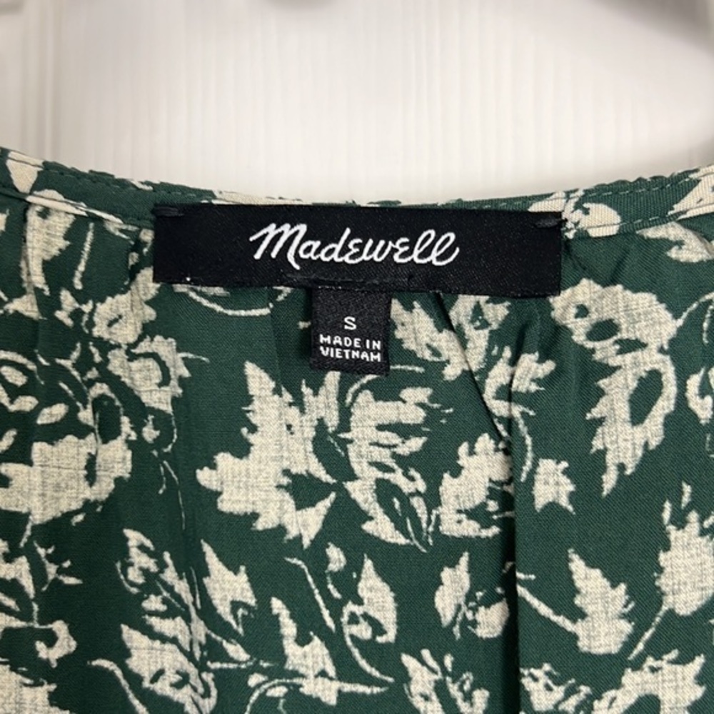 Madewell V-Neck Button-Front Mini Dress in Forest Leaves - Picture 4 of 9